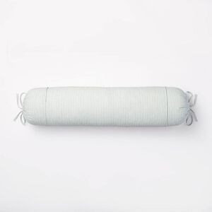 Oversized Bolster Cylinder Throw Pillow - White/Teal - Studio McGee